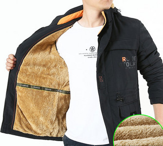 Ανδρικό μπουφάν φθινόπωρο-χειμερινό με φερμουάρ και velcro