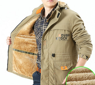 Ανδρικό μπουφάν φθινόπωρο-χειμερινό με φερμουάρ και velcro