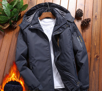 Ανδρικό μπουφάν φθινόπωρο-χειμερινό με φερμουάρ και velcro