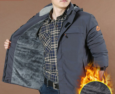 Ανδρικό μπουφάν φθινόπωρο-χειμερινό με φερμουάρ και velcro