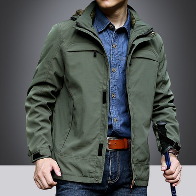 Ανδρικό μπουφάν φθινόπωρο-χειμερινό με φερμουάρ και velcro