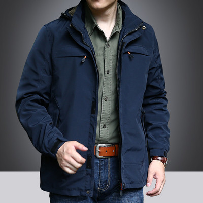 Ανδρικό μπουφάν φθινόπωρο-χειμερινό με φερμουάρ και velcro