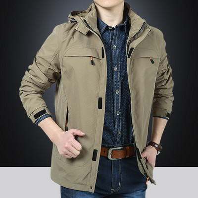 Ανδρικό μπουφάν φθινόπωρο-χειμερινό με φερμουάρ και velcro