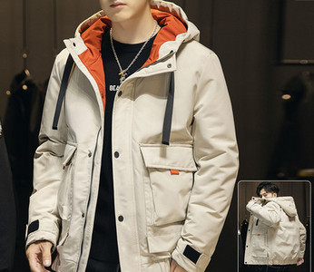 Ανδρικό χειμερινό μπουφάν με κουκούλα και τσέπες