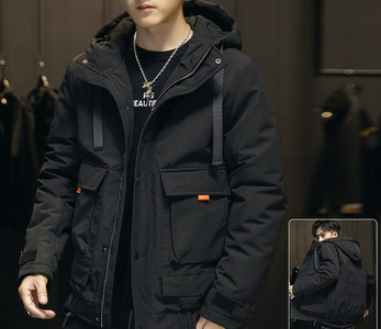 Ανδρικό χειμερινό μπουφάν με κουκούλα και τσέπες