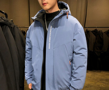 Ανδρικό χειμερινό μπουφάν με κουκούλα και τσέπες