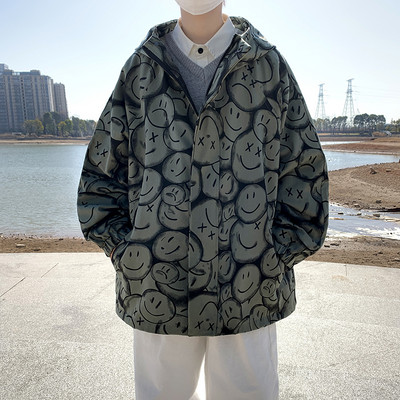 Ανδρικό μπουφάν casual φαρδύ μοντέλο  με κουκούλα