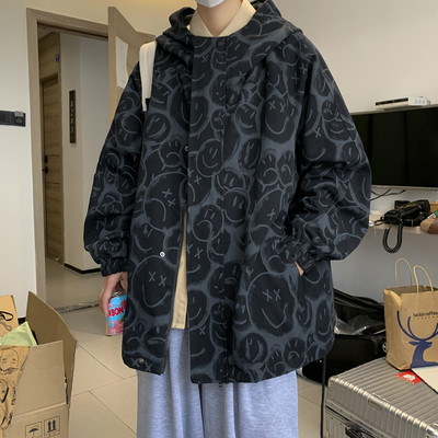 Ανδρικό μπουφάν casual φαρδύ μοντέλο  με κουκούλα