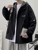 Jachetă de vânt de toamnă pentru bărbați, cu glugă