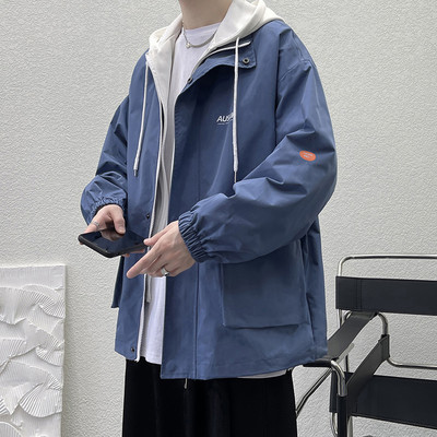 Jachetă de vânt de toamnă pentru bărbați, cu glugă