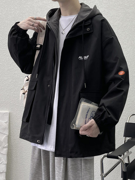 Jachetă de vânt de toamnă pentru bărbați, cu glugă