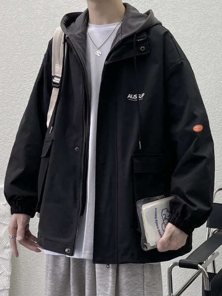 Jachetă de vânt de toamnă pentru bărbați, cu glugă