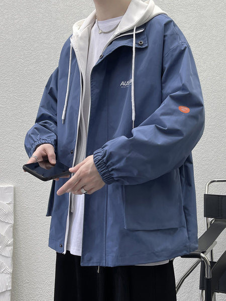 Jachetă de vânt de toamnă pentru bărbați, cu glugă