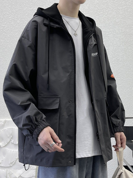 Jachetă de vânt de toamnă pentru bărbați, cu glugă