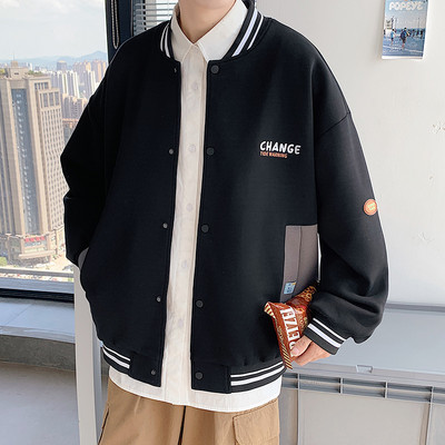 Ανδρικό μπουφάν casual με κουμπιά και εκτύπωση