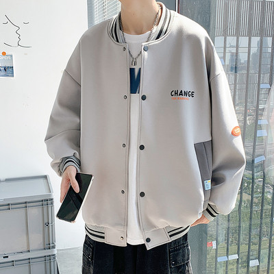 Ανδρικό μπουφάν casual με κουμπιά και εκτύπωση