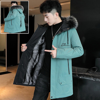 Ανδρικό μπουφάν με μεσαίο μήκος και ζεστή φόδρα