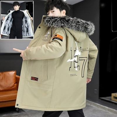 Ανδρικό μπουφάν με μεσαίο μήκος και ζεστή φόδρα