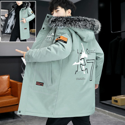 Ανδρικό μπουφάν με μεσαίο μήκος και ζεστή φόδρα