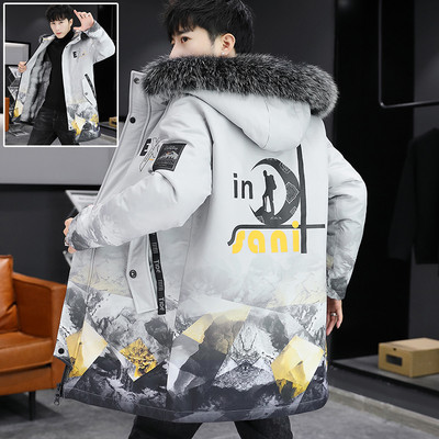 Ανδρικό μπουφάν με μεσαίο μήκος και ζεστή φόδρα