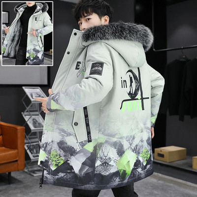 Ανδρικό μπουφάν με μεσαίο μήκος και ζεστή φόδρα