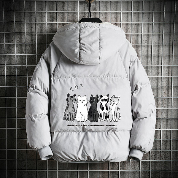 Geaca de iarna calda cu captuseala moale si imprimeu pe spate