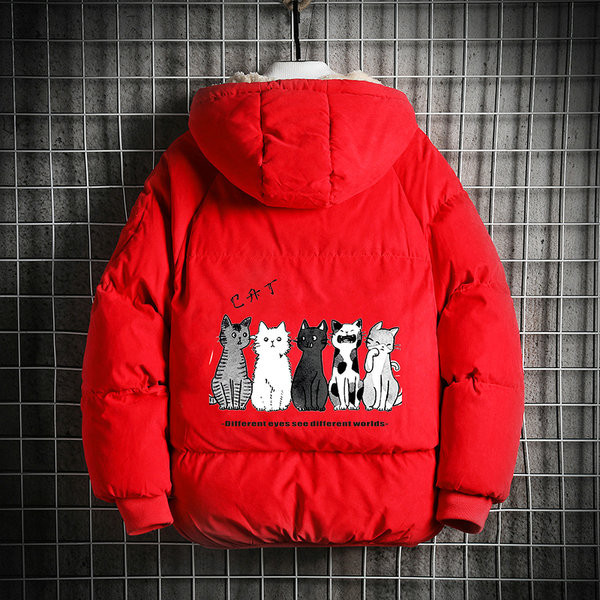 Geaca de iarna calda cu captuseala moale si imprimeu pe spate