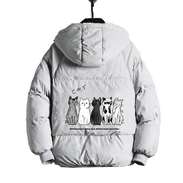 Geaca de iarna calda cu captuseala moale si imprimeu pe spate