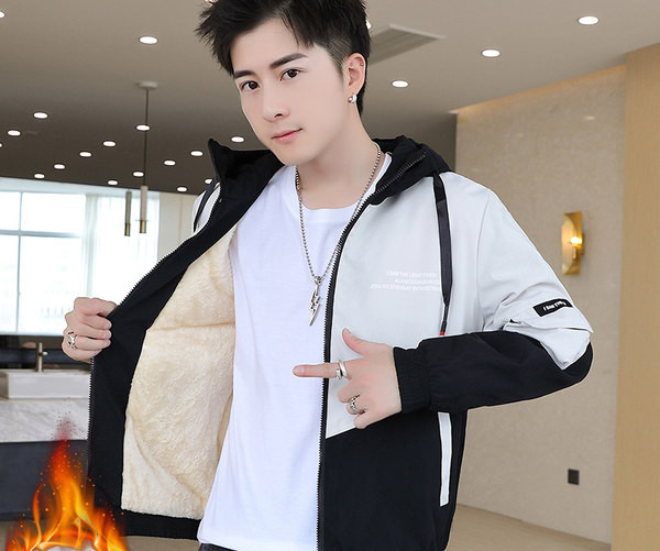 Geaca de toamna-iarna cu captuseala calda cu inscriptii