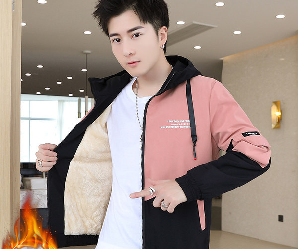 Geaca de toamna-iarna cu captuseala calda cu inscriptii