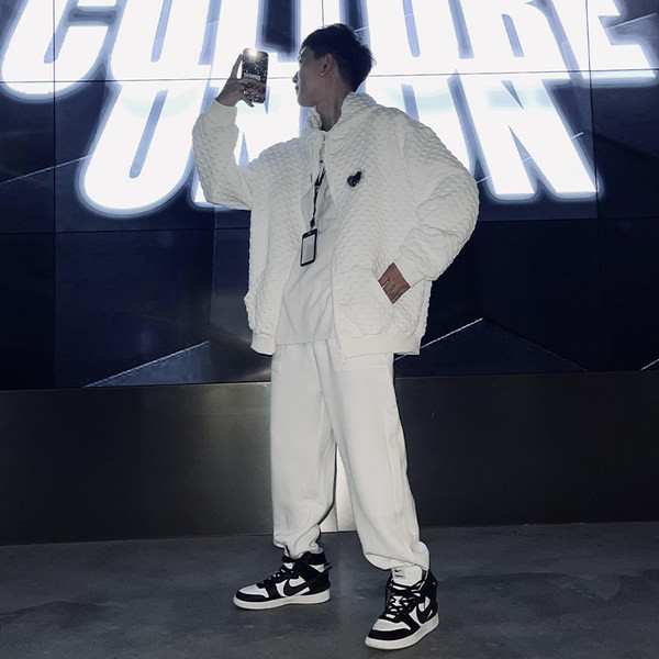 Ανδρικό casual φούτερ φαρδύ μοντέλο με φερμουάρ και τσέπες