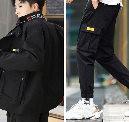 Geaca barbati toamna-iarna cu buzunare si inscriptii