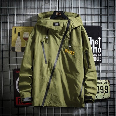 Σακάκι άνοιξη-φθινόπωρο με κουκούλα και ασύμμετρο κούμπωμα