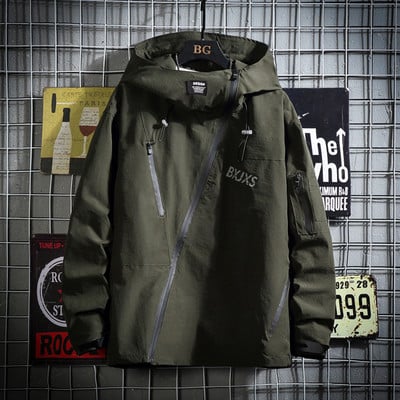 Σακάκι άνοιξη-φθινόπωρο με κουκούλα και ασύμμετρο κούμπωμα