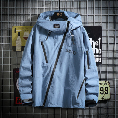 Σακάκι άνοιξη-φθινόπωρο με κουκούλα και ασύμμετρο κούμπωμα