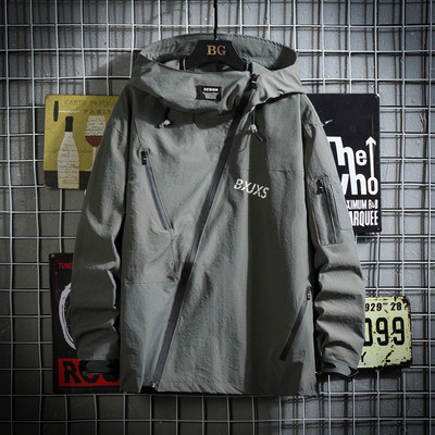 Σακάκι άνοιξη-φθινόπωρο με κουκούλα και ασύμμετρο κούμπωμα