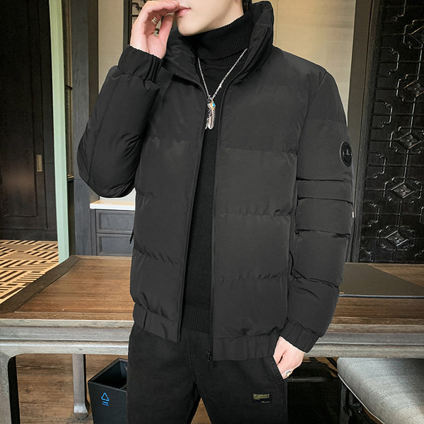 Geaca de iarna pentru barbati cu fermoar si guler inalt