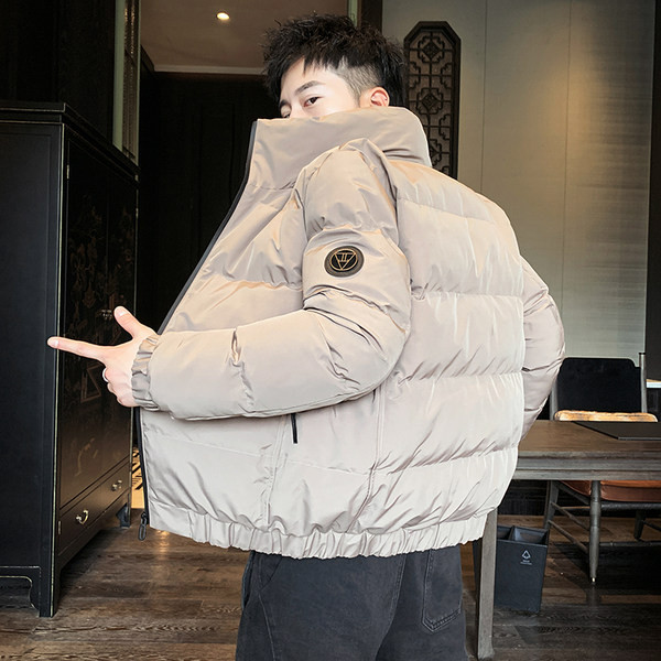 Geaca de iarna pentru barbati cu fermoar si guler inalt