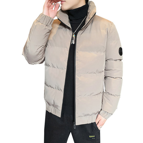 Geaca de iarna pentru barbati cu fermoar si guler inalt