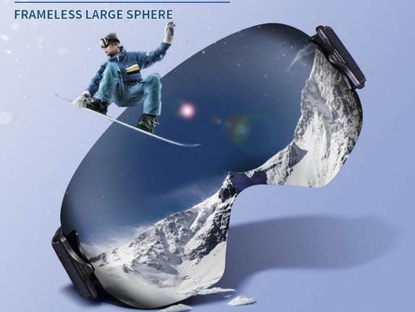 Sferiniai berėmiai slidinėjimo akiniai, atsparūs vėjui su UV apsauga