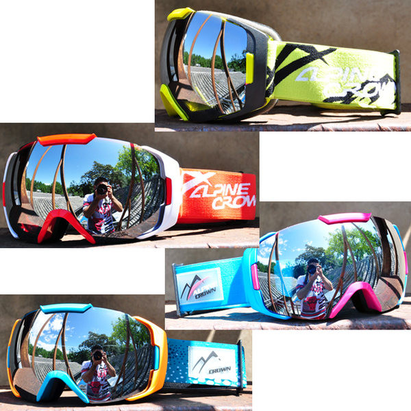 Ochelari de schi dublu strat cu lentile oglinzi, anti-aburire