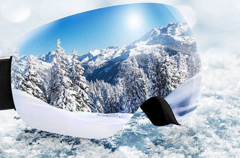 Маска за сноуборд и ски, анти-мъгла с огледални стъкла, подходяща за носене с диоптрични очила