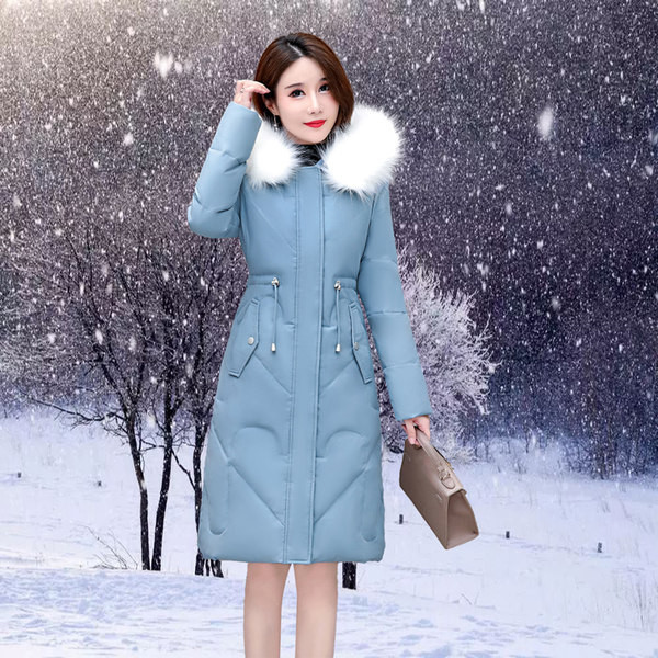 Γυναικείο μακρύ μπουφάν με μοντέλο με κορδόνια  στη μέση