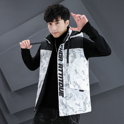 Kamufliažinė vyriška liemenė rudeniui ir žiemai su gobtuvu - Dideli dydžiai