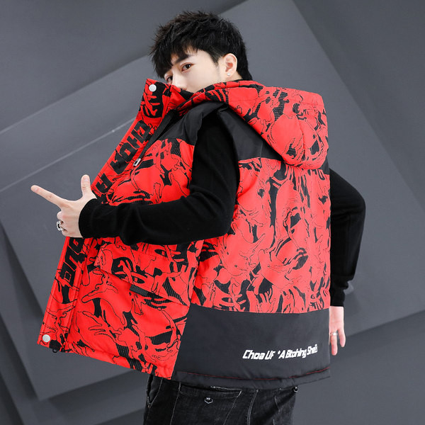 Kamufliažinė vyriška liemenė rudeniui ir žiemai su gobtuvu - Dideli dydžiai