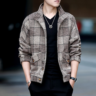 Φθινοπωρινό καρό μπουφάν με κουμπιά και τσέπες