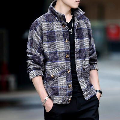 Φθινοπωρινό καρό μπουφάν με κουμπιά και τσέπες