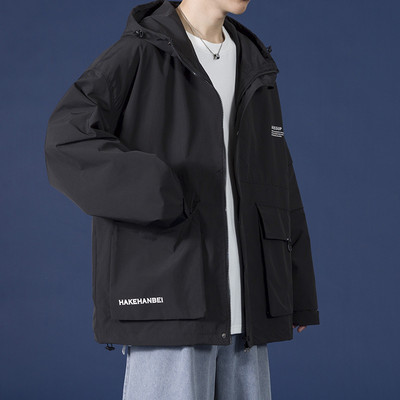 Ανδρικό μπουφάν casual με κουκούλα και τσέπες