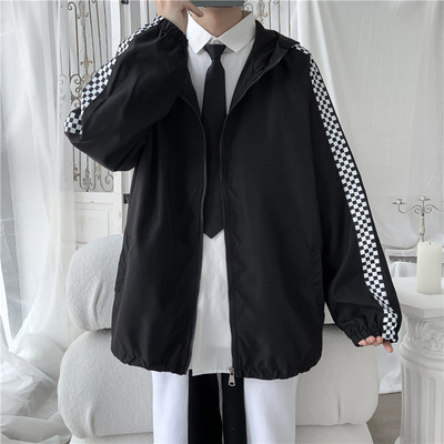 Ανδρικό μπουφάν άνοιξη-φθινόπωρο φαρδύ μοντέλο με τσέπες και κουκούλα