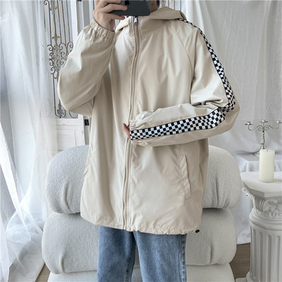 Ανδρικό μπουφάν άνοιξη-φθινόπωρο φαρδύ μοντέλο με τσέπες και κουκούλα